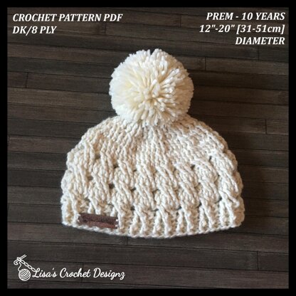 Caleb Cabled Baby Toddler and Child Hat
