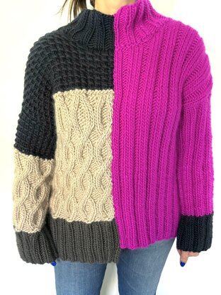 Two- Faced Mock Neck pullover