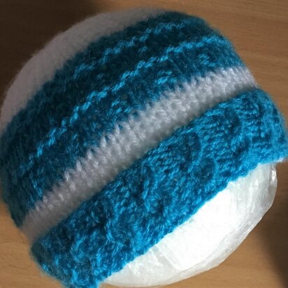 Mock Cable Brim beanie hat - knitting pattern