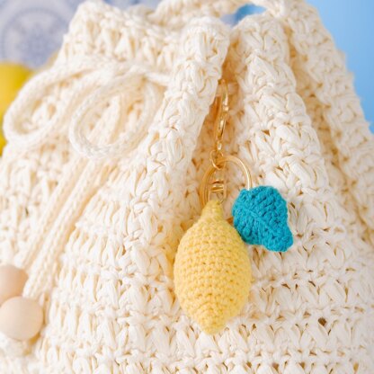 Crochet lemon & leaf keychain / bag charm