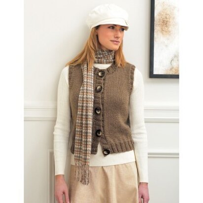 Button Front Crew Neck Vest in Patons Shetland Chunky