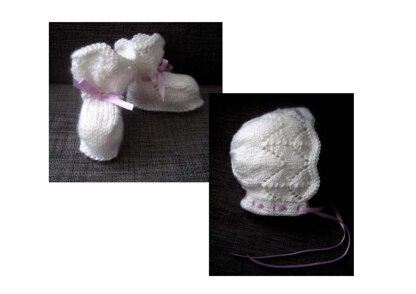 Veronique Bonnet & Booties Set (DK)