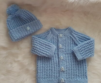 Gwyn Baby Cardigan, Hat & Booties knitting pattern in 2 sizes 0-3mth ...