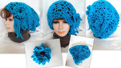 841 Peacock Slouchy Hat