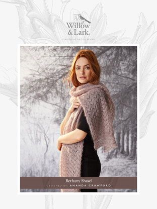 "Bethany Shawl" - Shawl Knitting Pattern For Women in Willow and Lark Plume