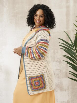 Aurora Crochet Granny Square Pocket Cardigans by Cassie Ward in West Yorkshire Spinners Elements - DBP0280 - Downloadable PDF