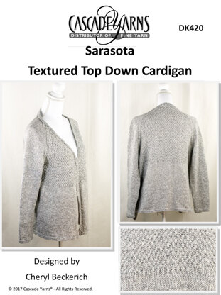 Textured Top Down Cardigan in Cascade Sarasota - DK420 - Downloadable PDF