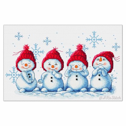 4 Little Snowmen Cross Stitch PDF Pattern