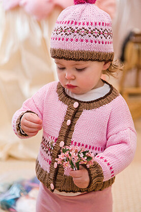 Fair Isle Cardigan & Hat - Knitting Pattern for Babies in Tahki Yarns Cotton Classic