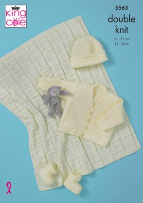 Babies Cardigan, Hat, Bootees & Blanket in King Cole Big Value DK - 5563 - Downloadable PDF