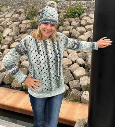 Sage Symphony Sweater (plus matching hat)