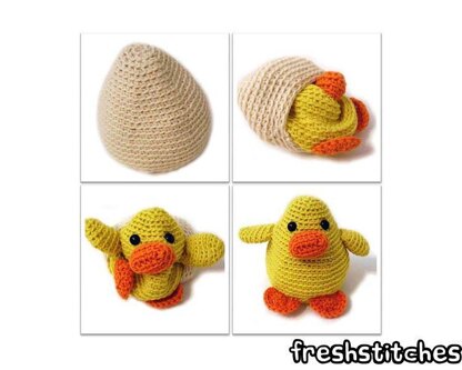 Amigurumi Russ the Chick in an egg