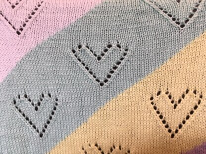 Diagonal Lace Hearts Baby Blanket