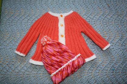 Easy Rib Knit Cardigan and Bonus Toque