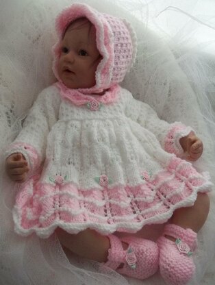 Baby Dress, Bonnet & Shoes Pattern #45