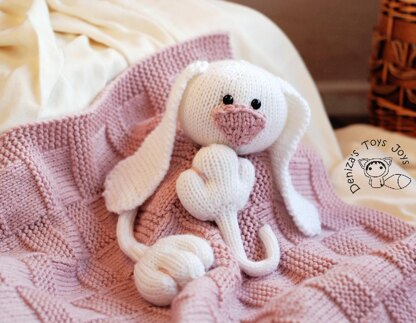 Pink Baby Bunny Toy Blanket