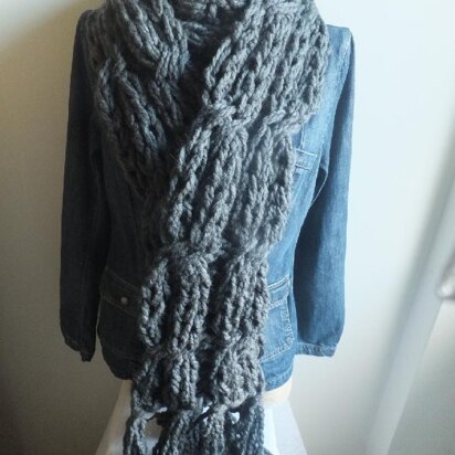 Trouble Shooter Rustic Rib and Cable Effect Scarf with Cowl Variation