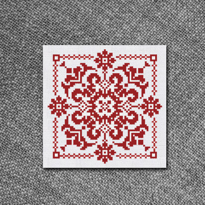 Cross Stitch Pattern Red Winter Flower Sampler by Leonor Kiokiz