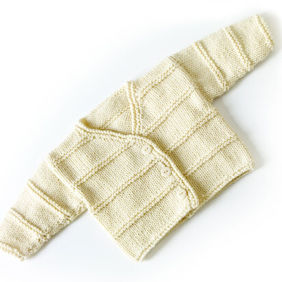 Garter Ridge Baby Cardigan in Lion Brand Cotton-Ease - 70351AD