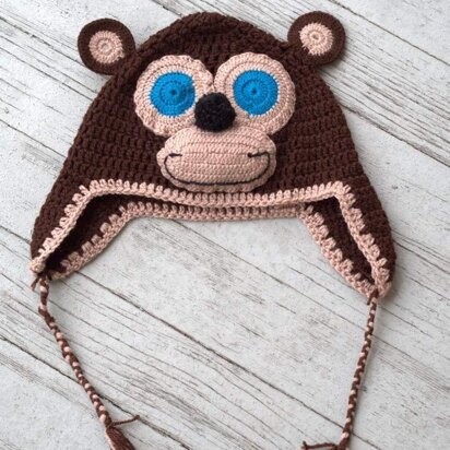 Crochet Monkey Hat in Plymouth Yarn Yarnimals - F657