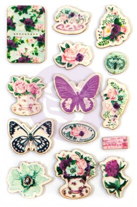 Prima Marketing Pretty Mosaic Wood Stickers 14/Pkg - 620931