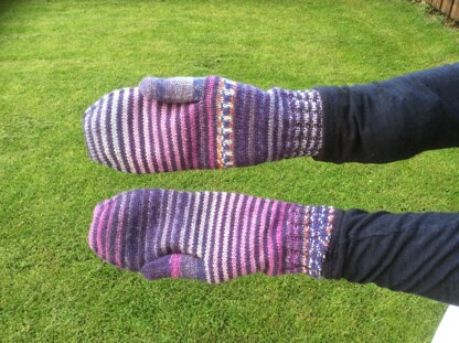 Stripey Sock Wool Ladies mittens