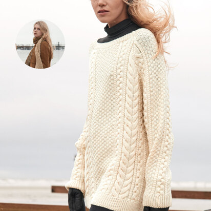 Sweater and Scarf in Rico Essentials Soft Merino Aran - 505 - Downloadable PDF
