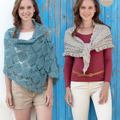 Diamond Pattern Wrap and Triangular Shawl With Frill in Sirdar Click DK - 7046 - Downloadable PDF