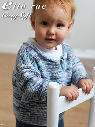 Boys Garter Stitch Sweater in Ella Rae Cozy Soft Print - ER5-02