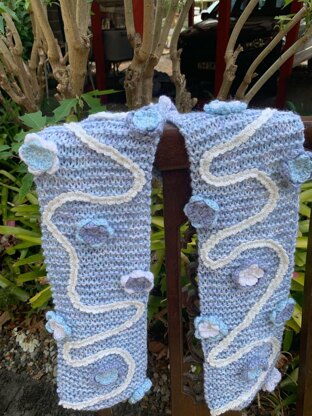 Scarf with Crocheted Flowers & Braid