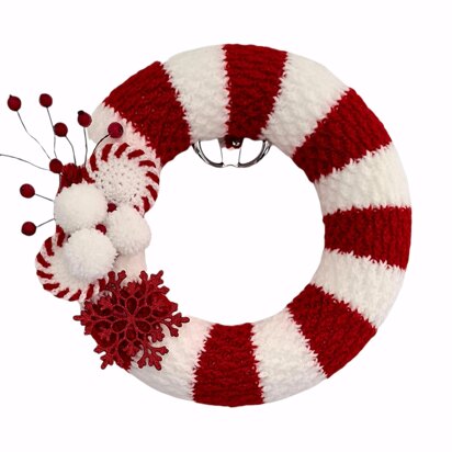 Crochet Christmas Wreath Pattern - Candy Cane