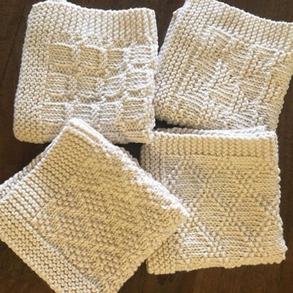 Hand knit dishcloths - set of 4 - knitting pattern