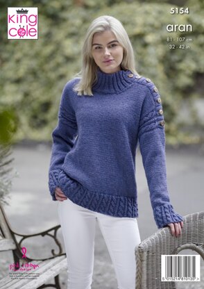 Poncho & Sweater in King Cole Fashion Aran - 5154 - Downloadable PDF