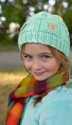 Boxed Buttons Hats - Worsted & Bulky