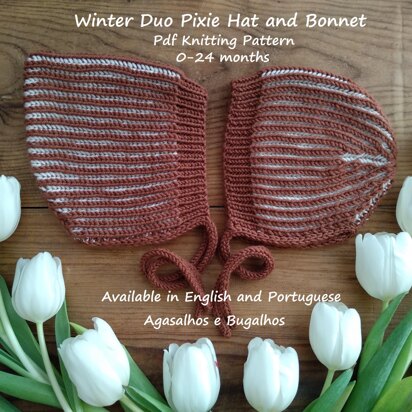 Winter Duo Baby Pixie Hat and Bonnet