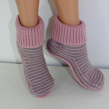 Adult Stripe Boots - knitting pattern