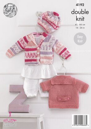 Babies Cardigans and Beret in King Cole Cherish & Cherished DK - 4192 - Downloadable PDF