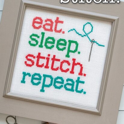 It's Sew Emma Eat. Sleep. Stitch. Repeat. Cross Stitch Pattern - ISE-407 - Leaflet