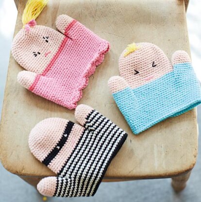 Hand Puppets Pdf Crochet Pattern Boy Girl Thief Fun Toy