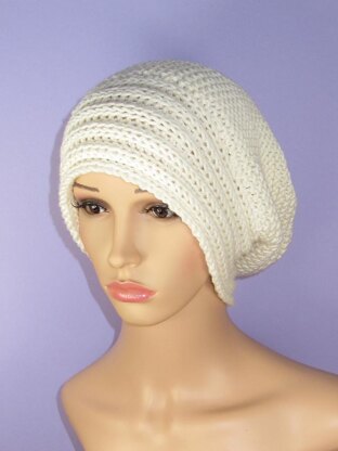 Chunky Rib Band Garter Stitch Slouch Hat