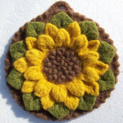 Felted Crocodile Flower Potholder