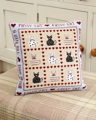 Historical Sampler Company Pussy Cat, Pussy Cat Tapestry Cushion Front Kit