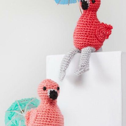 Fiona & Fred Crochet Flamingo in Red Heart Amigurumi - LM6297 - Downloadable PDF