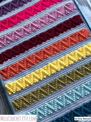 Chevron Bobble Block Blanket