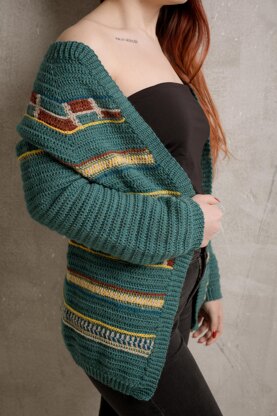 Izma Cardigan Crochet PATTERN with Colorwork Motifs, Two Video Tutorials Included, UK terms