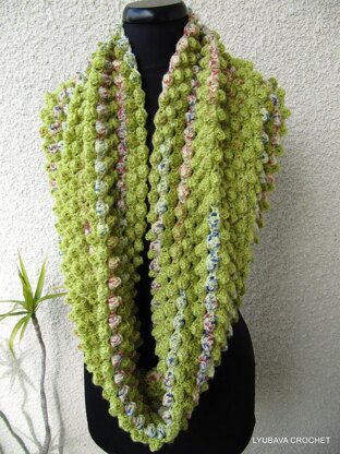 Infinity Green Scarf With Flower