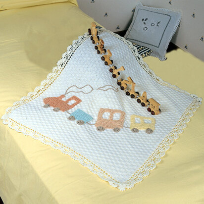 Baby Blanket with Train in Adriafil Dolcezza Baby - Downloadable PDF