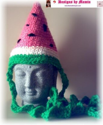 Crochet Watermelon Wedge Fruit Hat Pattern Costume Birthday Party Cap