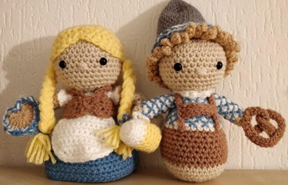 Oktoberfest Octoberfest Heidi and Hannes amigurumi crochet dolls