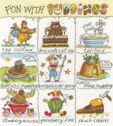 Bothy Threads Fun With Puddings Cross Stitch Kit - 26 x 29cm